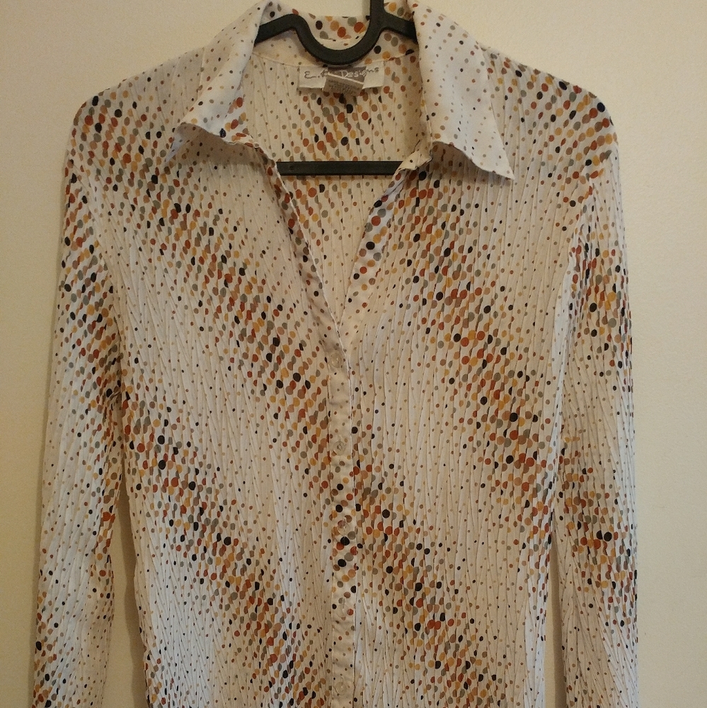 Vintage E.K Designs Crinkle Polka Dot Small Top